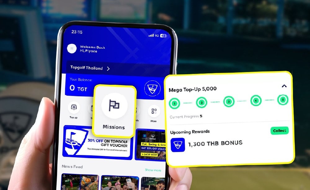 Topgolf Thailand and Freedom World app in Bangkok, Thailand.