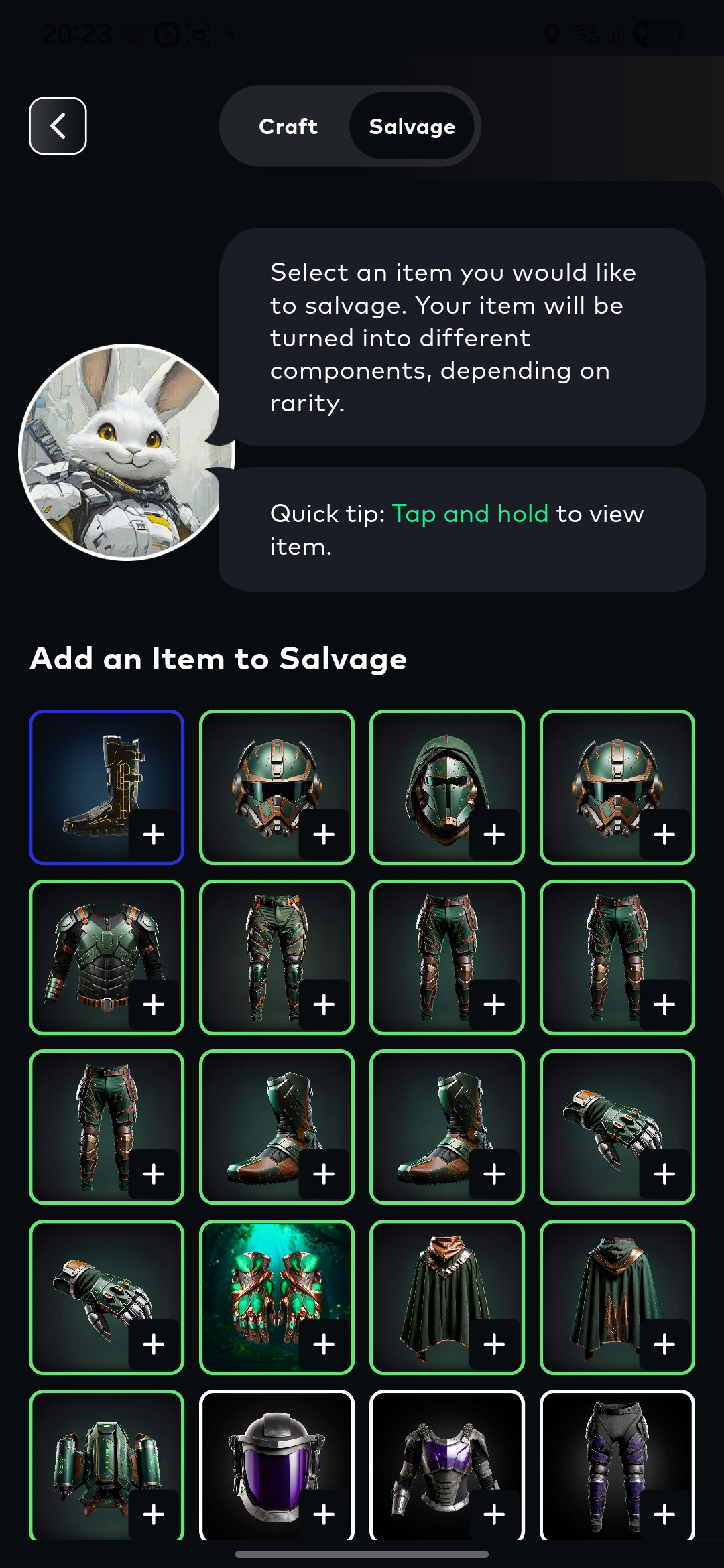 Step 1: Open Salvage tab